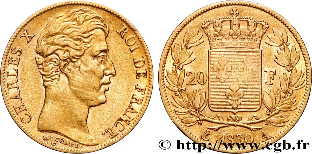 20 francs or Charles X, matrice du revers à cinq feuilles 1830 Paris F.521/6 BB 