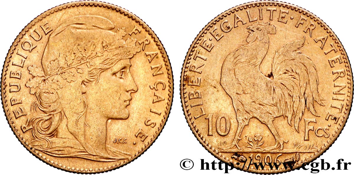 10 francs or Coq 1906 Paris F.509/7 TTB 