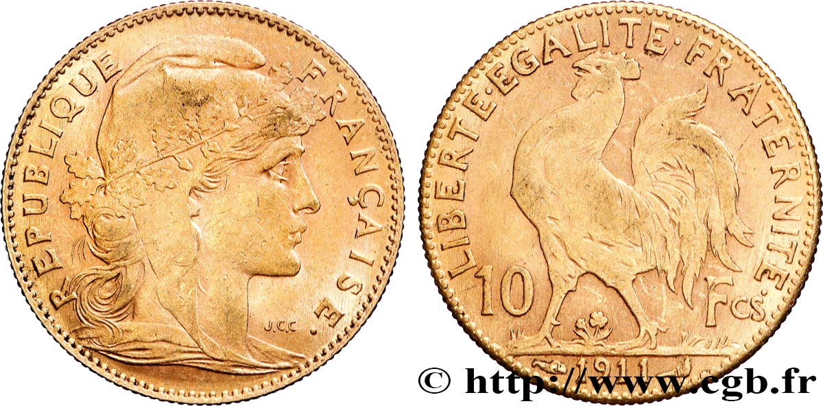 10 francs Coq 1911 Paris F.509/12 AU 