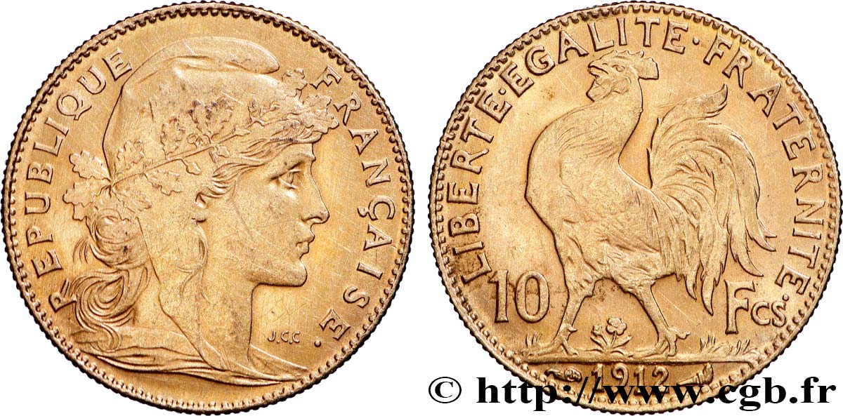 10 francs or Coq 1912 Paris F.509/13 TTB 