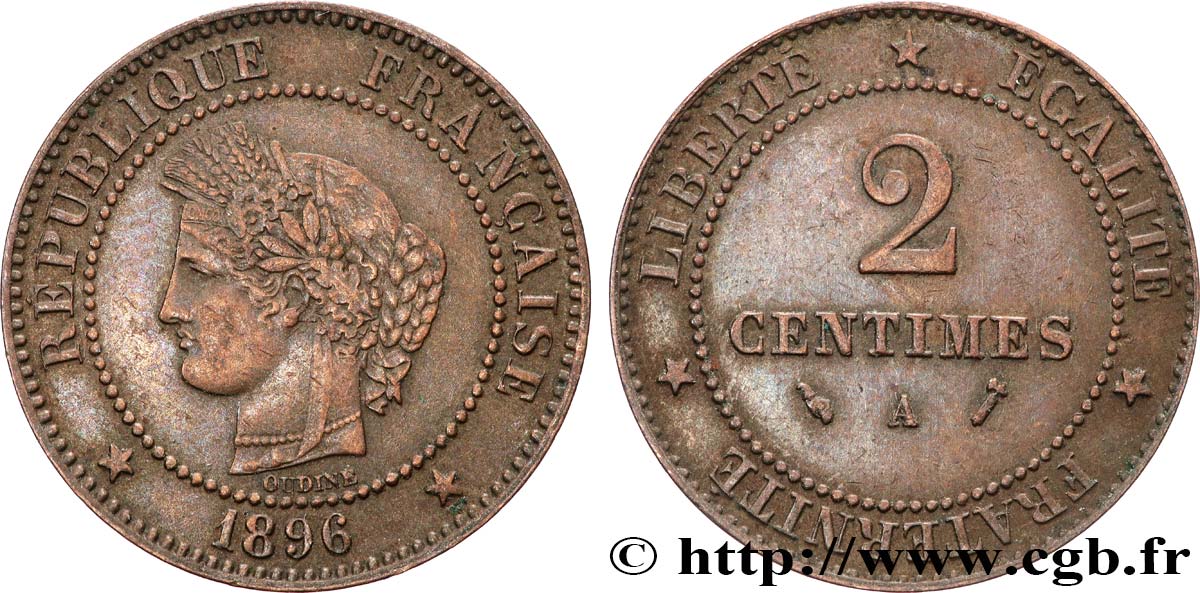2 centimes Cérès 1896 Paris F.109/22 AU 