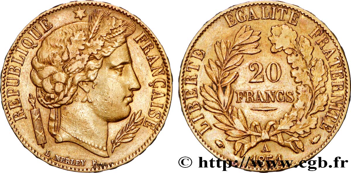 20 francs or Cérès 1851 Paris F.529/5 BB 
