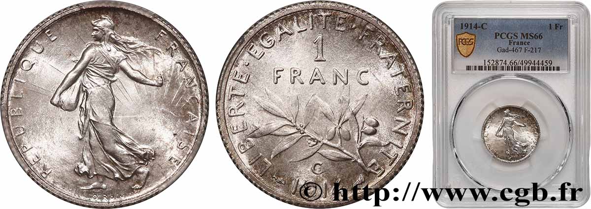 1 franc Semeuse 1914 Castelsarrasin F.217/20 FDC66 PCGS