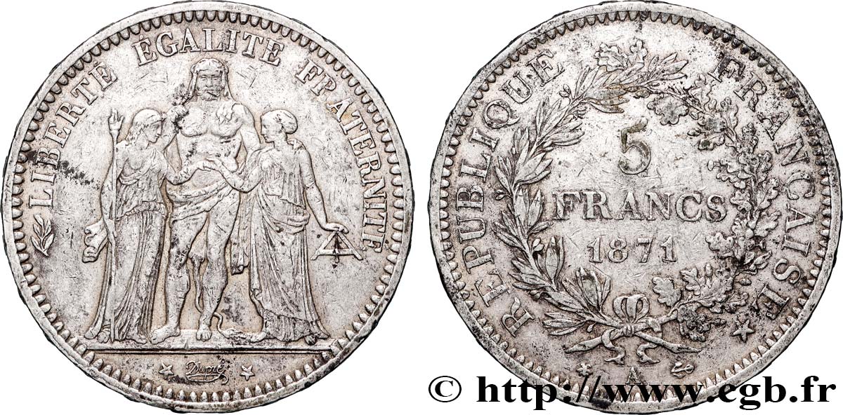 5 francs Hercule 1871 Paris F.334/2 TB+ 