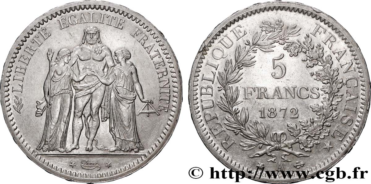 5 francs Hercule 1872 Paris F.334/6 SPL 