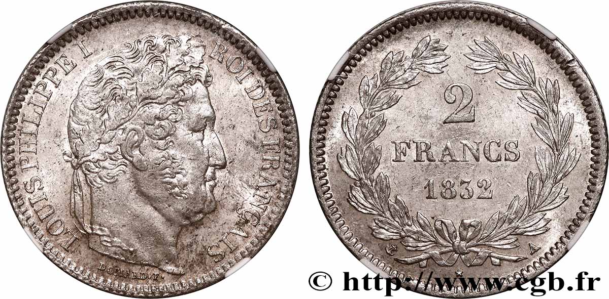 2 francs Louis-Philippe 1832 Paris F.260/4 SPL63 NGC