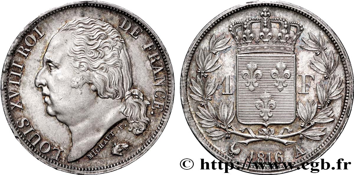 1 franc Louis XVIII 1816 Paris F.206/1 SPL+ 