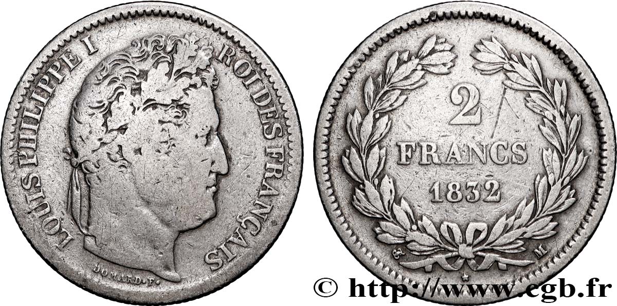 2 francs Louis-Philippe 1832 Toulouse F.260/12 TB 