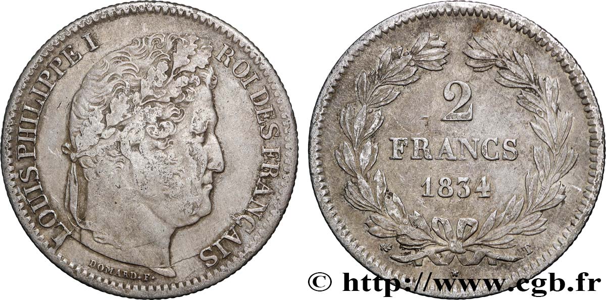 2 francs Louis-Philippe 1834 Nantes F.260/40 TB 