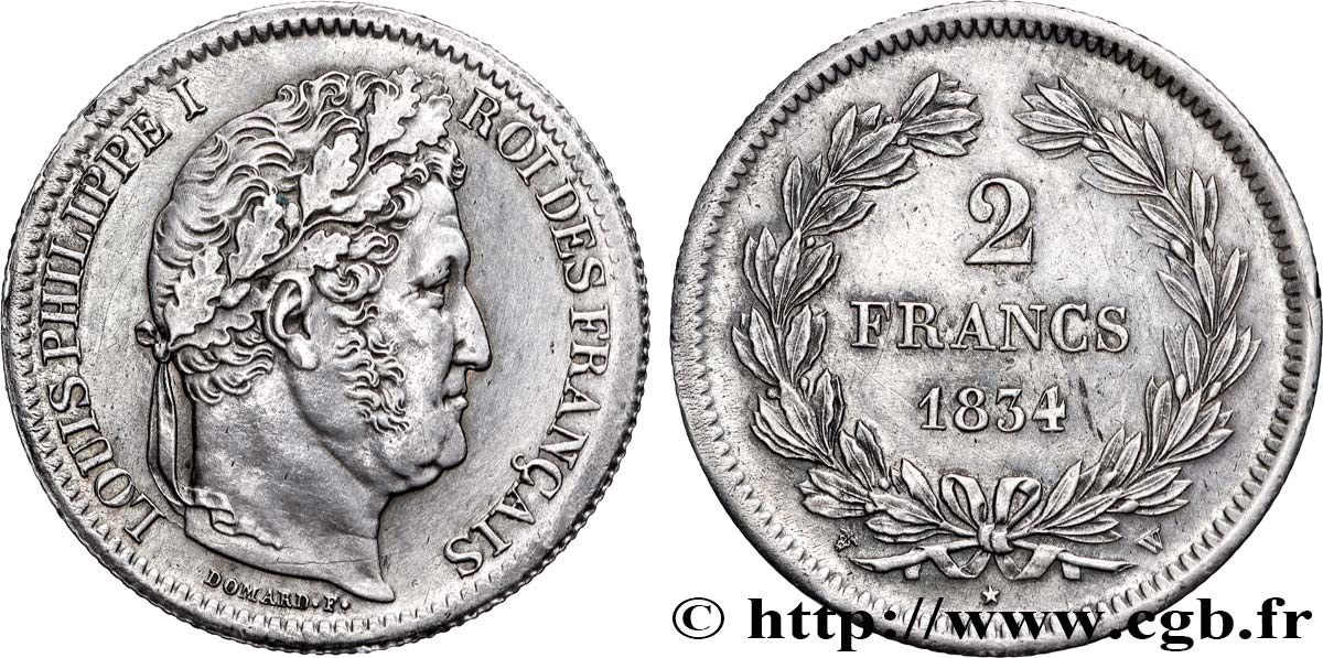 2 francs Louis-Philippe 1834 Lille F.260/41 AU 