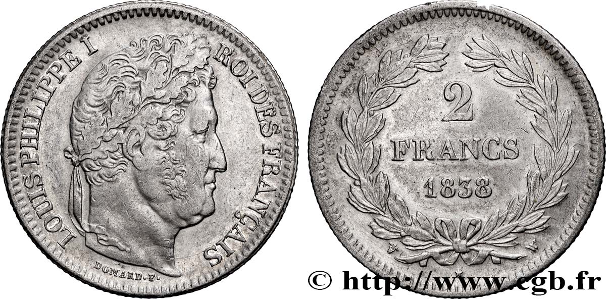 2 francs Louis-Philippe 1838 Lille F.260/69 XF 