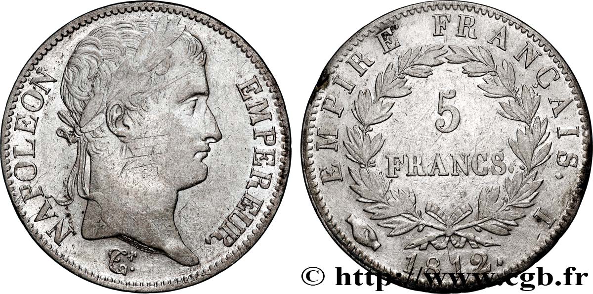 5 francs Napoléon Empereur, Empire français 1812 Limoges F.307/46 TB+ 