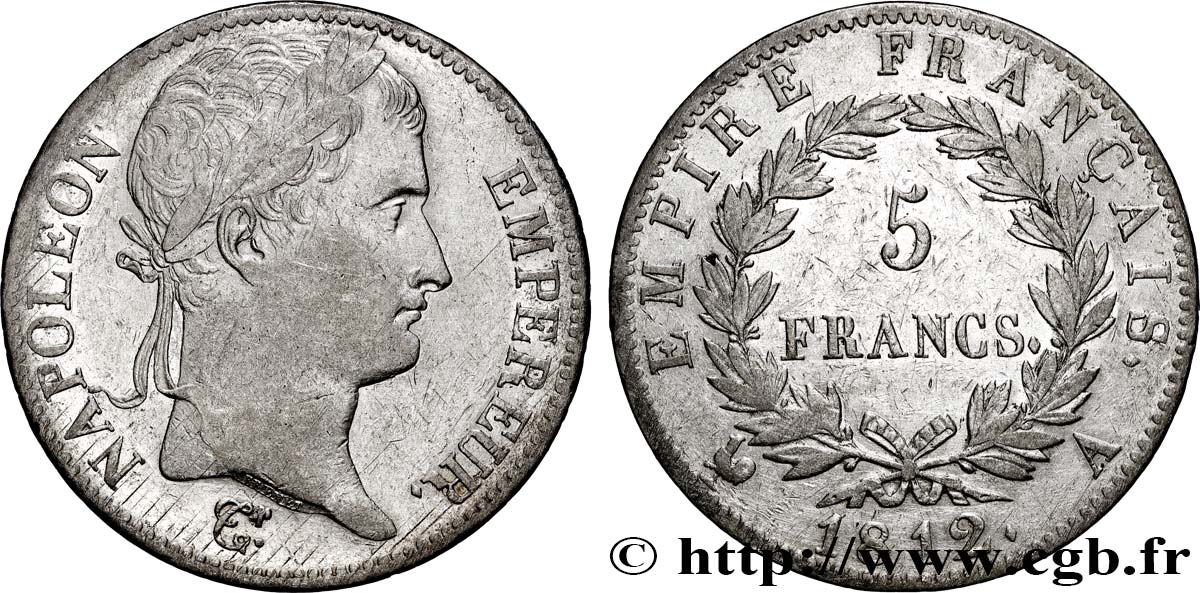 5 francs Napoléon Empereur, Empire français 1812 Paris F.307/41 VF 