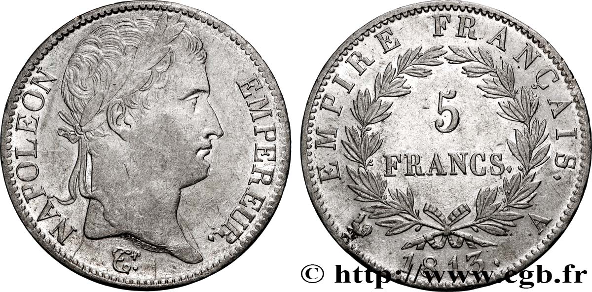 5 francs Napoléon Empereur, Empire français 1813 Paris F.307/58 q.SPL 