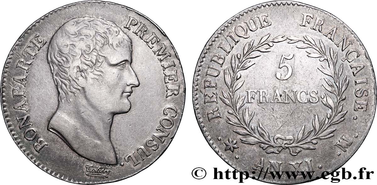 5 francs Bonaparte Premier Consul 1803 Marseille F.301/6 BB 