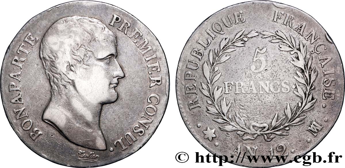 5 francs Bonaparte Premier Consul 1804 Marseille F.301/21 TB 