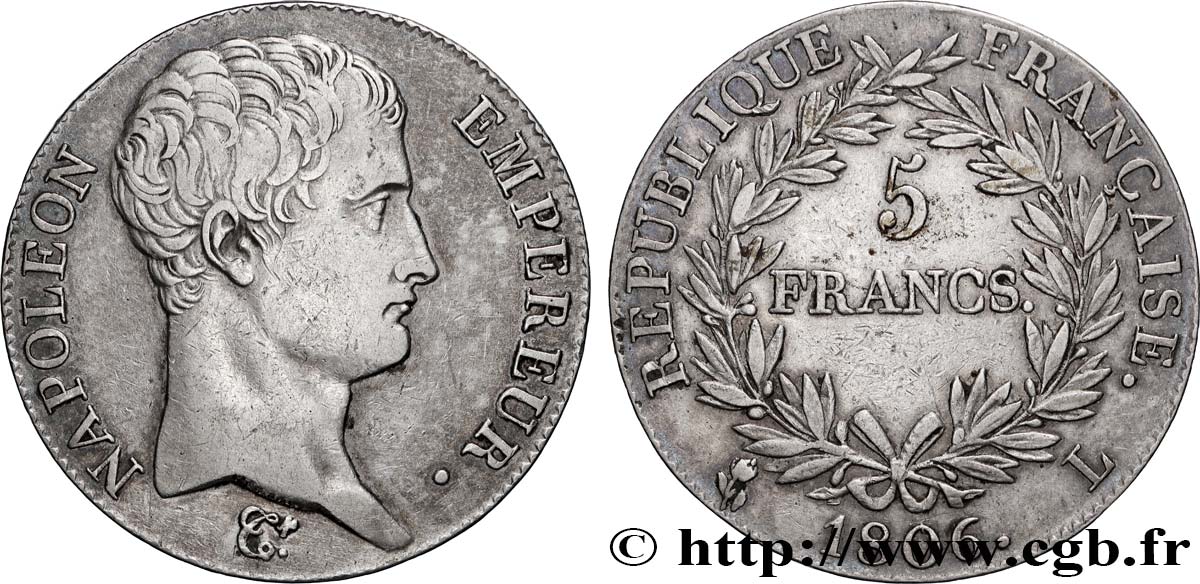 5 francs Napoléon Empereur, Calendrier grégorien 1806 Bayonne F.304/7 TTB 