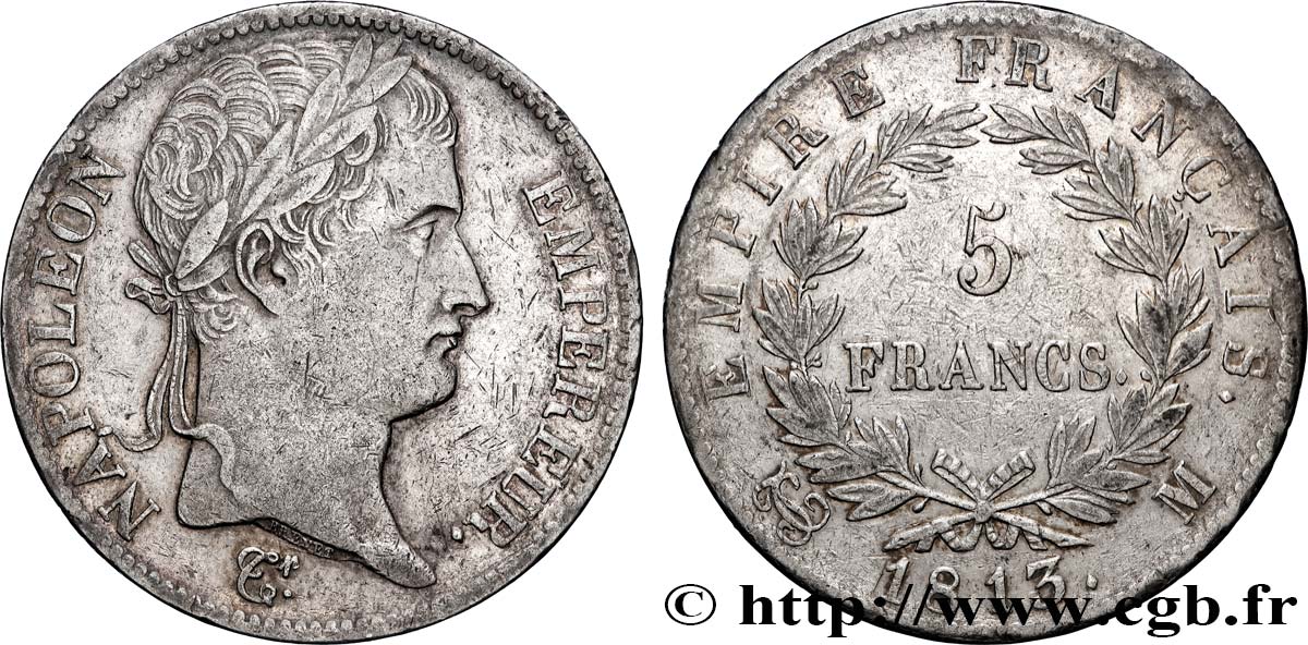 5 francs Napoléon Empereur, Empire français 1813 Toulouse F.307/68 BB 
