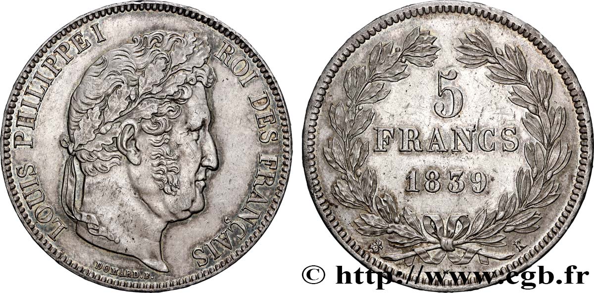 5 francs IIe type Domard 1839 Bordeaux F.324/80 q.SPL 