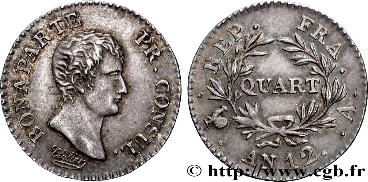 Quart (de franc) Bonaparte Premier Consul 1804 Paris F.157/1 SPL 