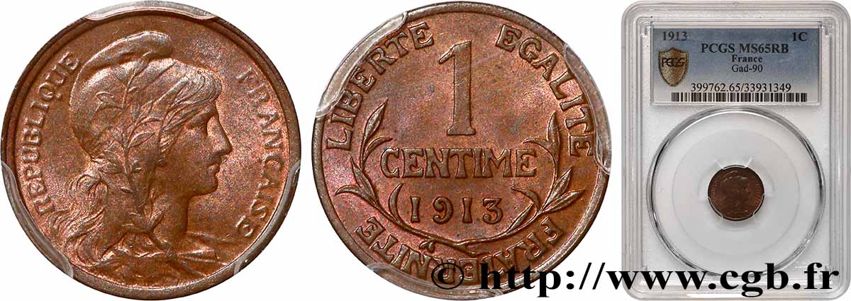 1 centime Daniel-Dupuis 1913  F.105/15 FDC65 PCGS
