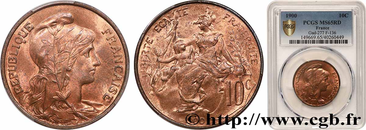 10 centimes Daniel-Dupuis 1900  F.136/8 FDC65 PCGS