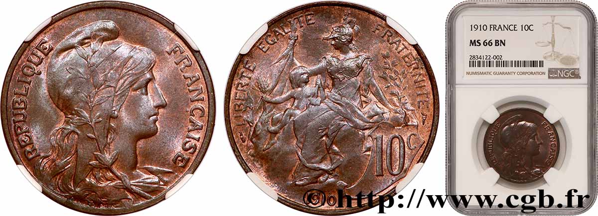 10 centimes Daniel-Dupuis 1910  F.136/19 FDC66 NGC