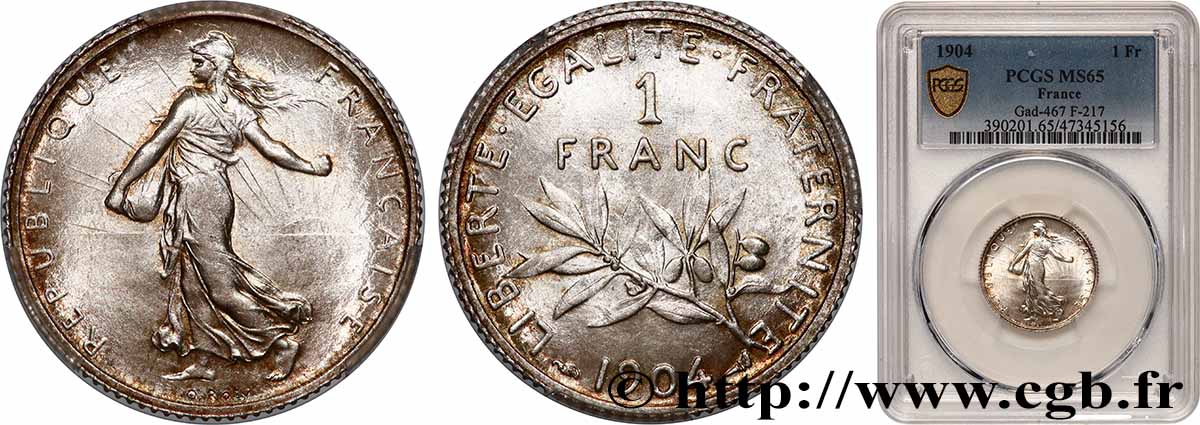 1 franc Semeuse 1904 Paris F.217/9 FDC65 PCGS