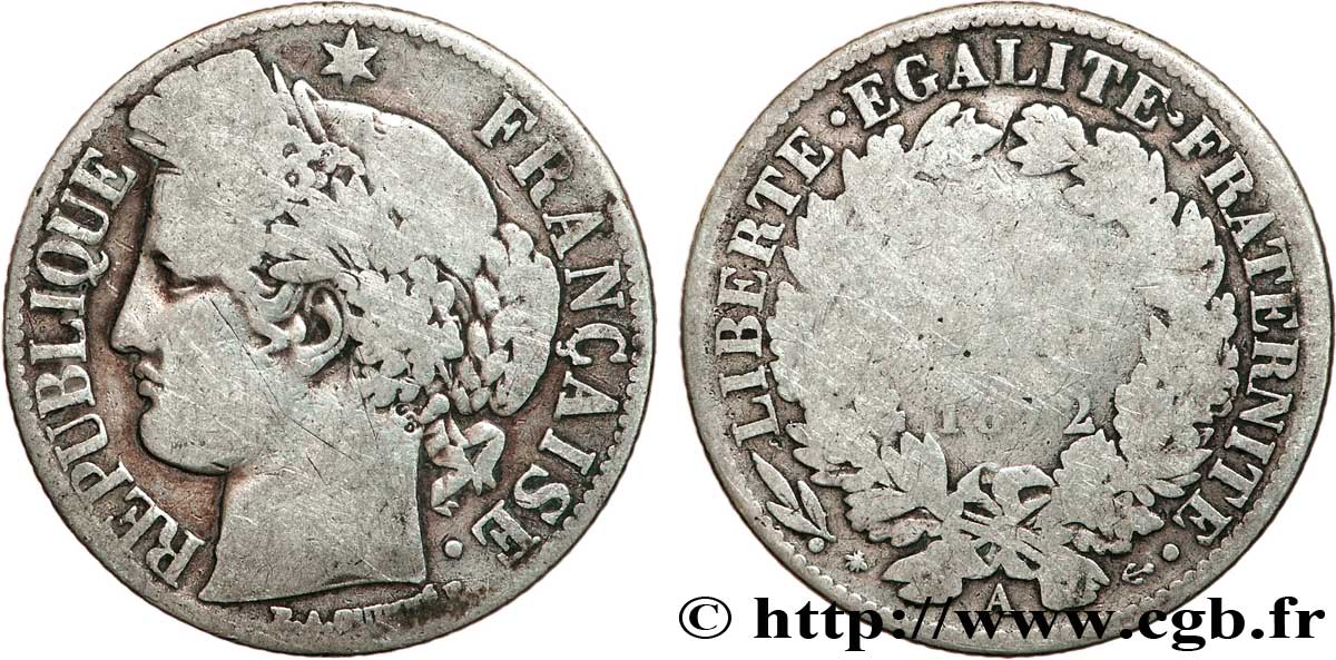 1 franc Cérès, IIIe République 1872 Paris F.216/4 AB3 