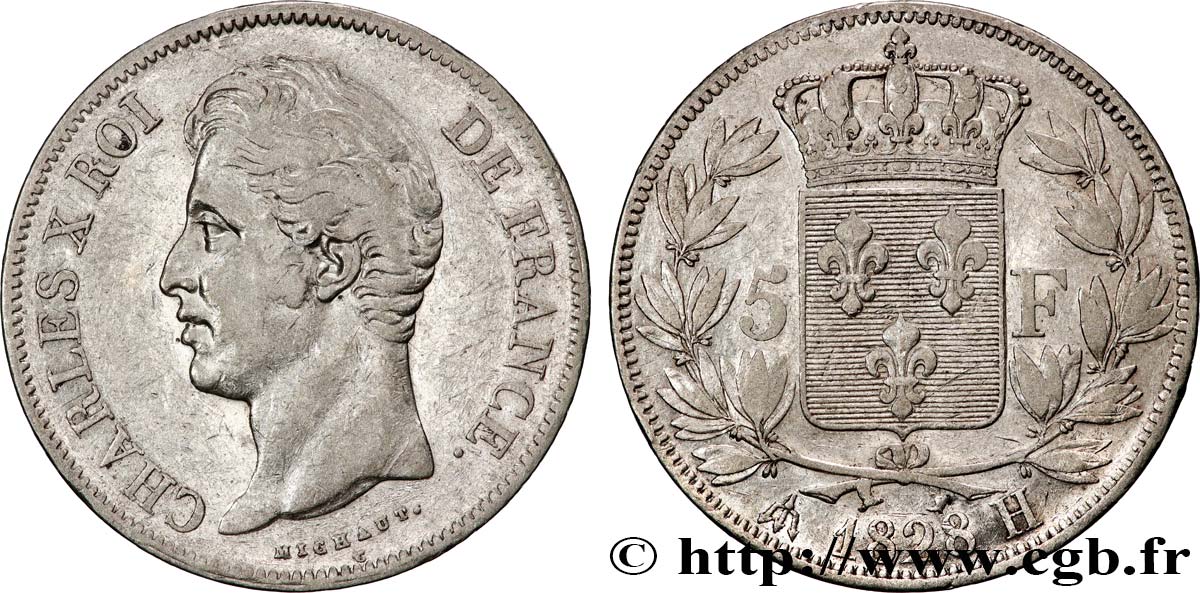 5 francs Charles X, 2e type 1828 La Rochelle F.311/18 TB+ 