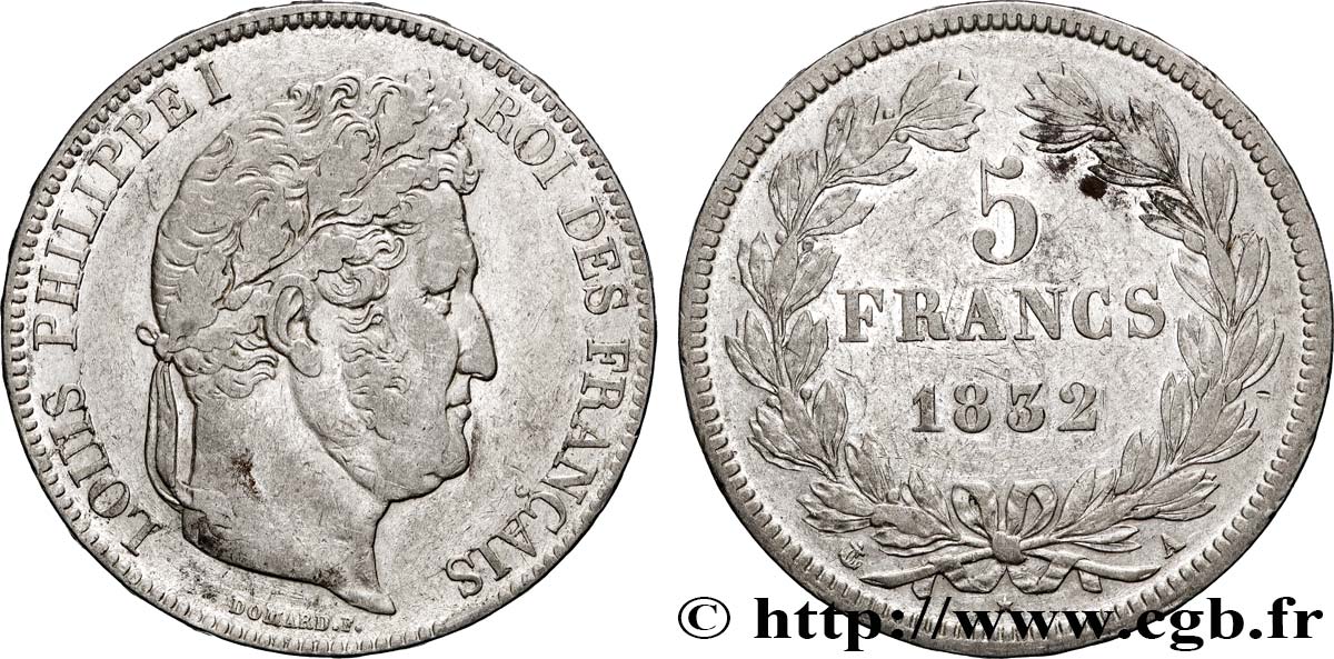5 francs IIe type Domard 1832 Paris F.324/1 VF 