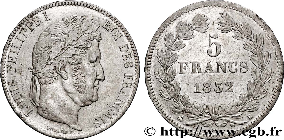 5 francs IIe type Domard 1832 Rouen F.324/2 q.SPL 