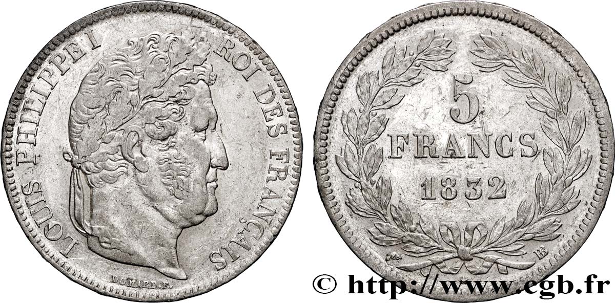 5 francs IIe type Domard 1832 Strasbourg F.324/3 TTB 