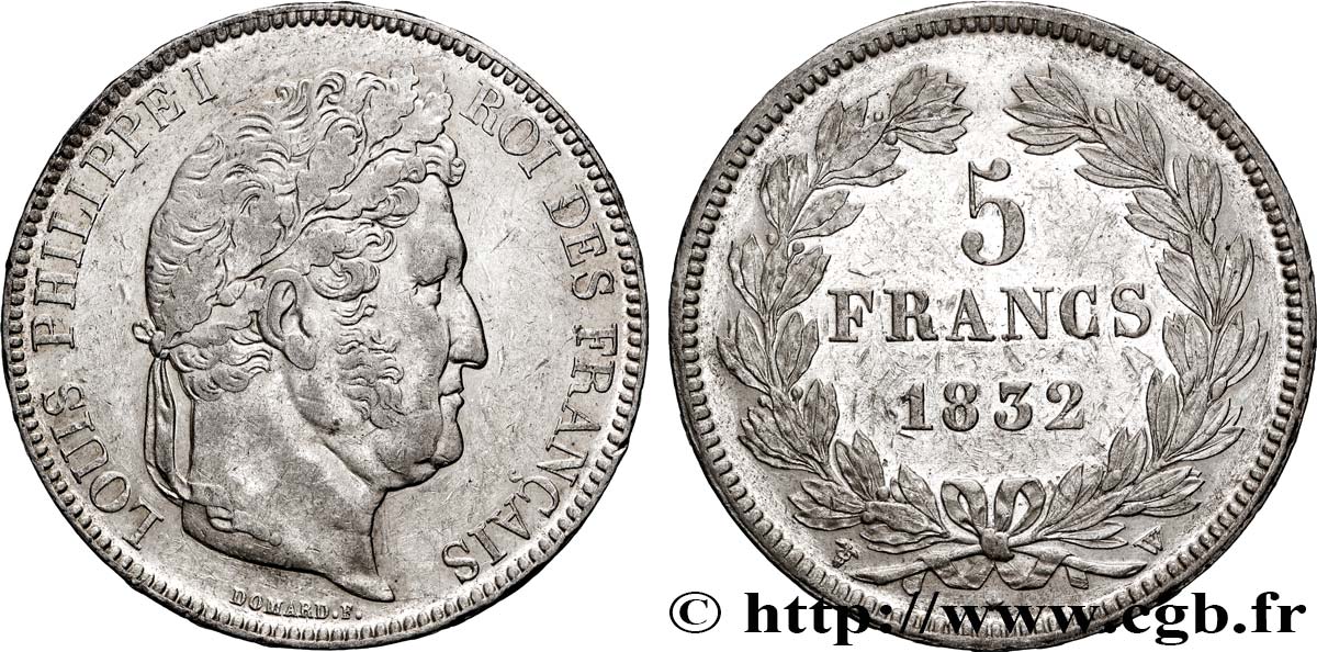 5 francs IIe type Domard 1832 Lille F.324/13 TTB+ 
