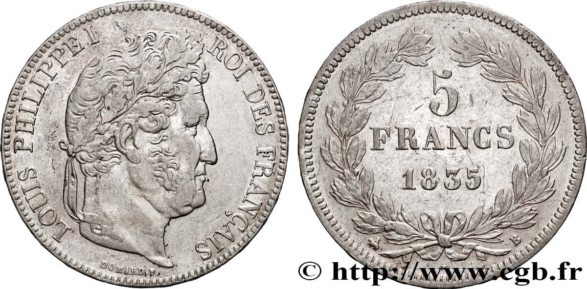5 francs IIe type Domard 1835 Rouen F.324/43 TTB+ 