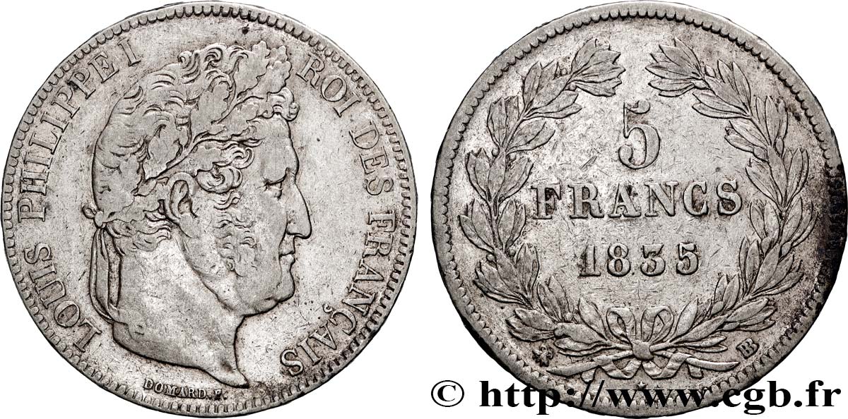 5 francs IIe type Domard 1835 Strasbourg F.324/44 TB+ 