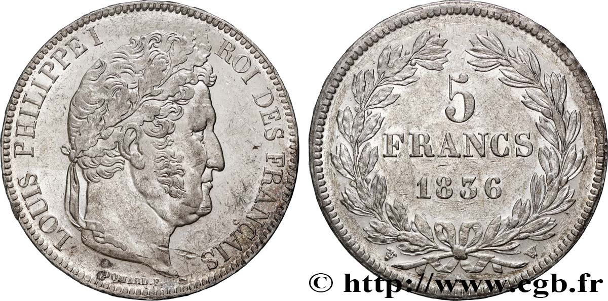 5 francs IIe type Domard 1836 Lille F.324/60 TTB+ 