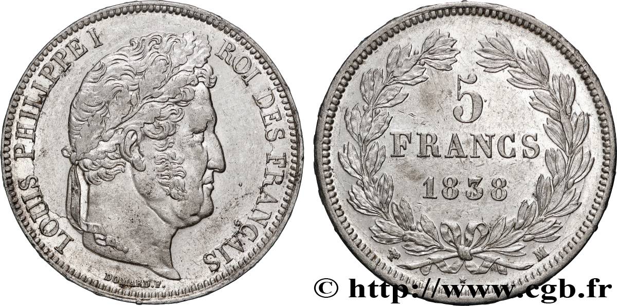 5 francs IIe type Domard 1838 Marseille F.324/73 TTB+ 