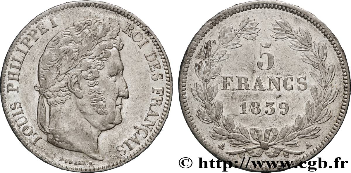 5 francs, IIe type Domard 1839 Paris F.324/75 TTB+ 