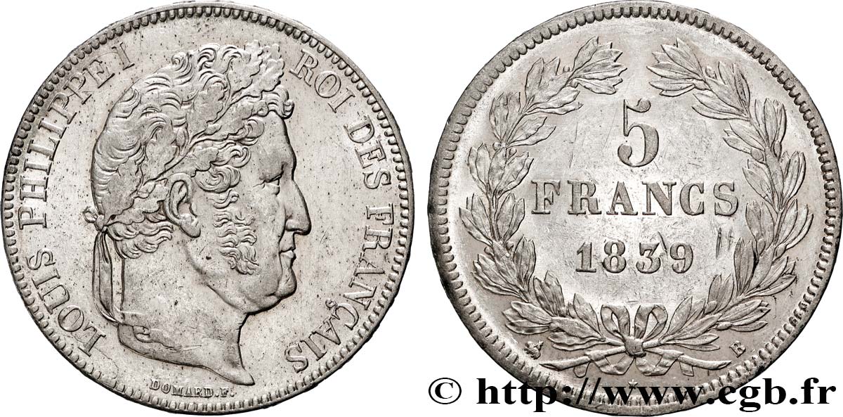 5 francs IIe type Domard 1839 Rouen F.324/76 q.SPL 