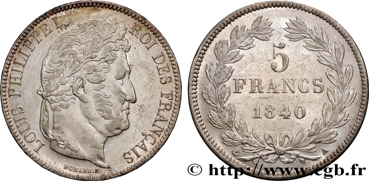 5 francs IIe type Domard 1840 Paris F.324/83 TTB+/SUP 