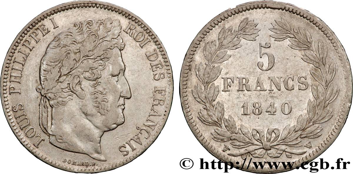 5 francs IIe type Domard 1840 Lille F.324/88 MBC 