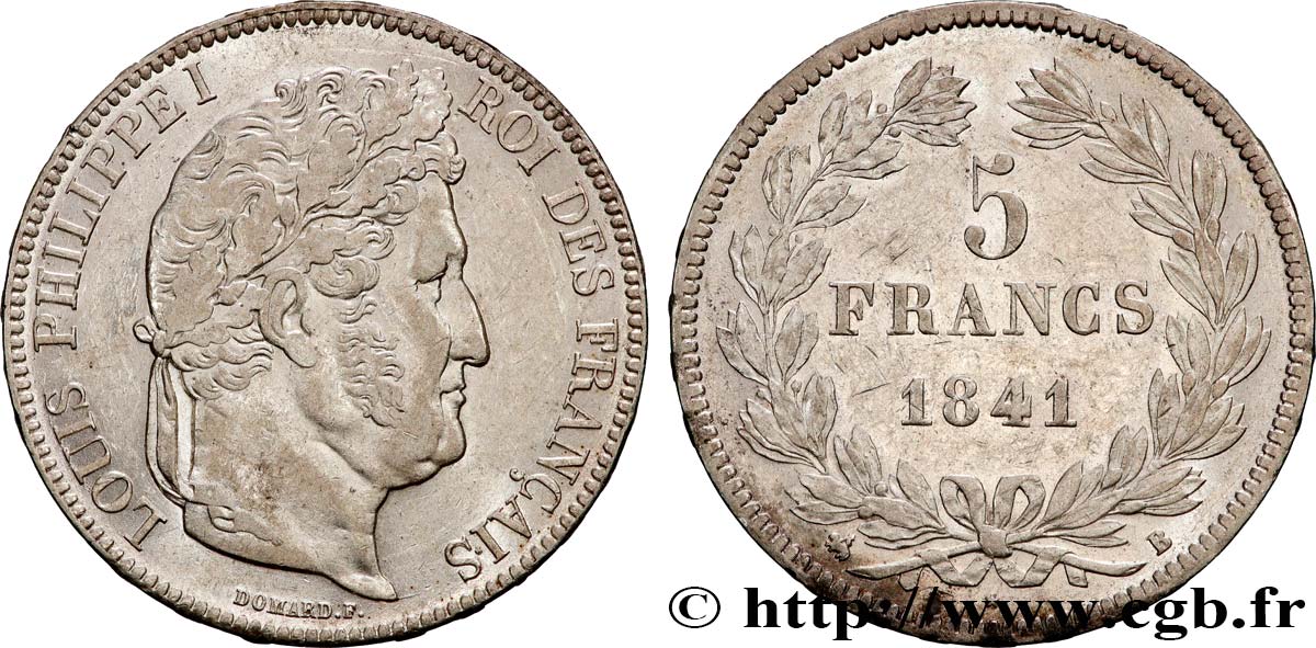 5 francs IIe type Domard 1841 Rouen F.324/91 TTB+ 