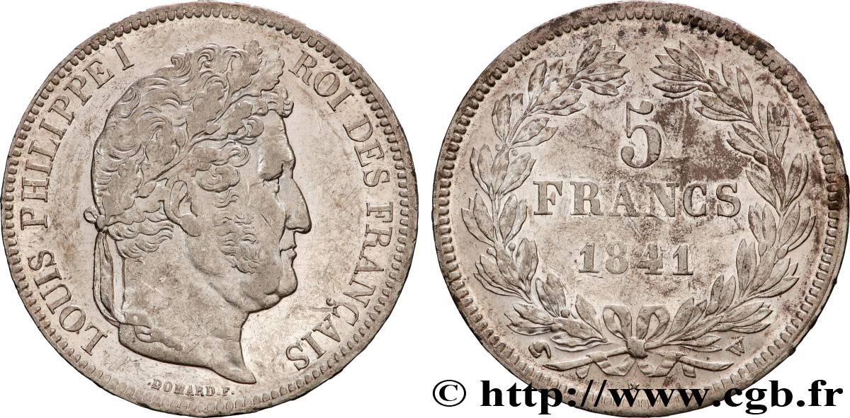 5 francs IIe type Domard 1841 Lille F.324/94 fVZ 