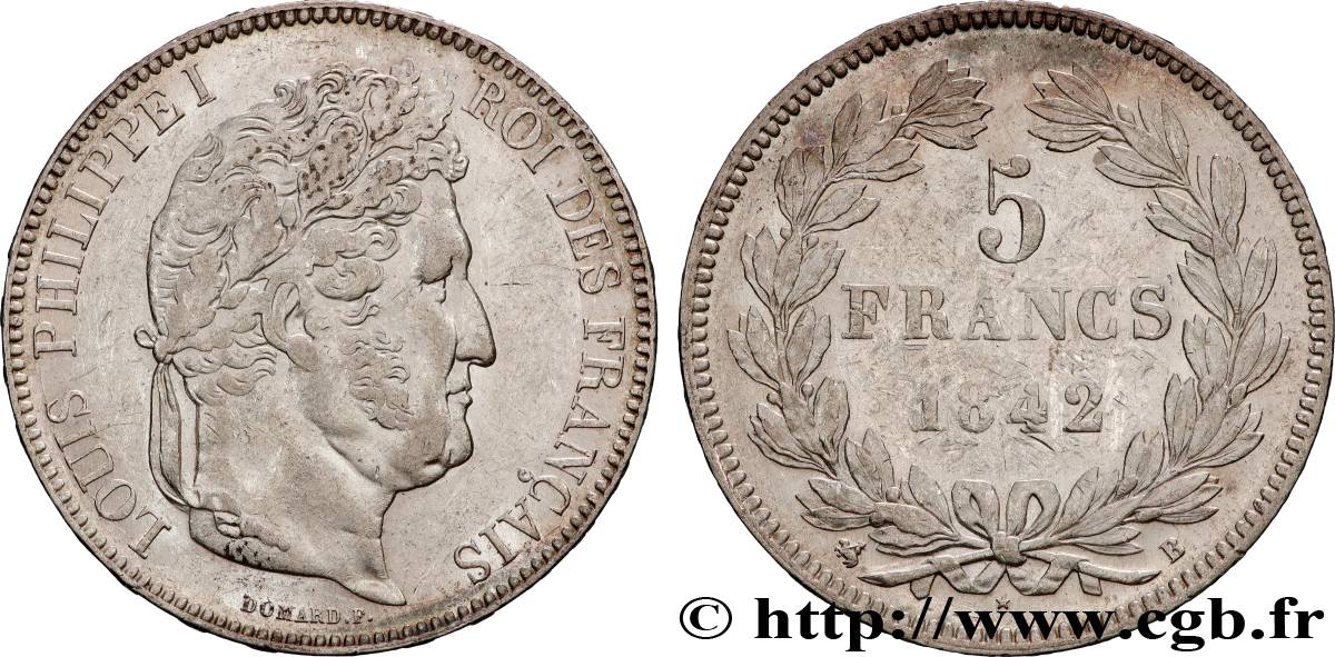 5 francs IIe type Domard 1842 Rouen F.324/96 TTB+ 