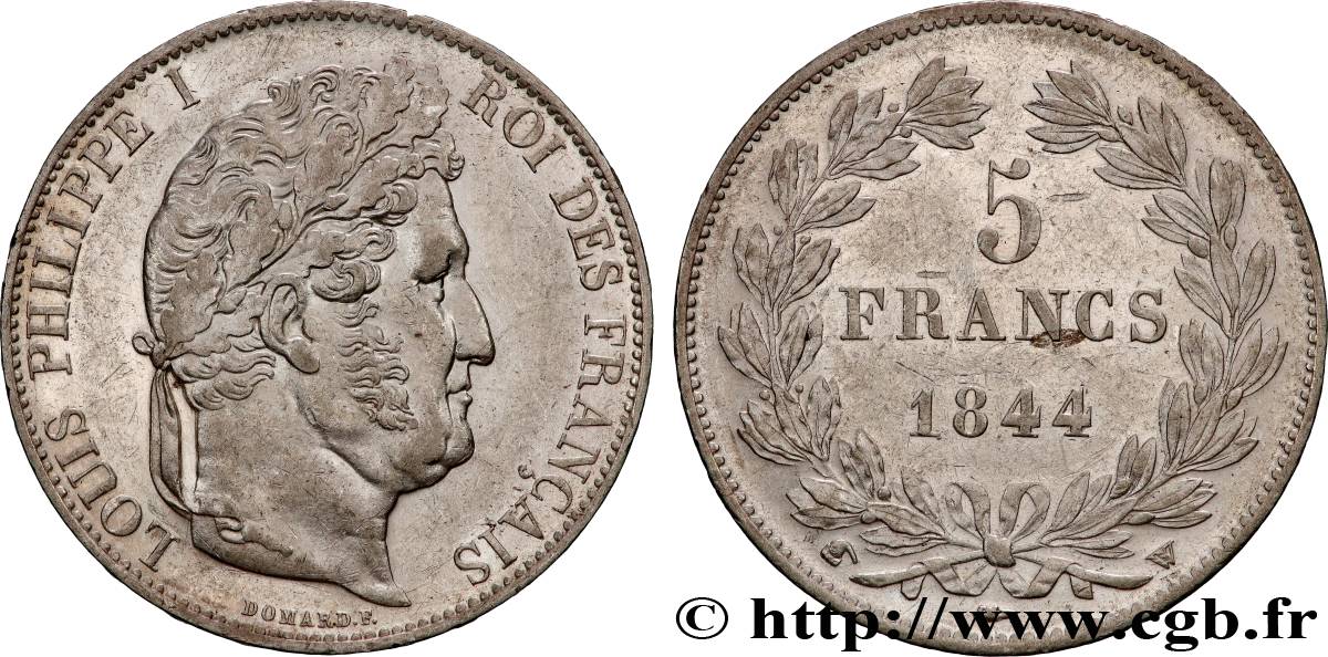 5 francs, IIIe type Domard 1844 Lille F.325/5 SUP 