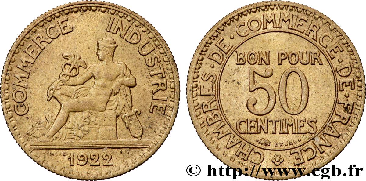 50 centimes Chambres de Commerce 1922 Paris F.191/4 SUP62 
