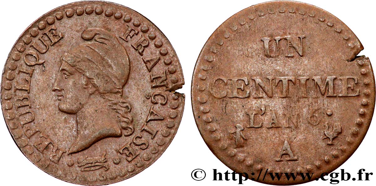 Un centime Dupré, grand 6 1798 Paris F.100/4 XF 