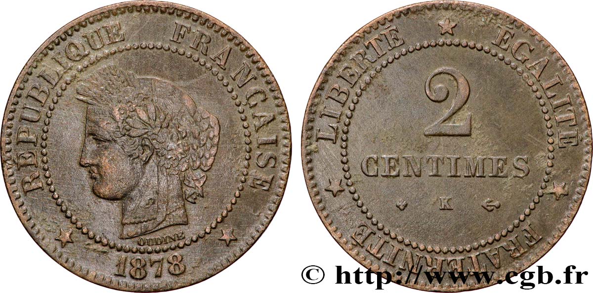 2 centimes Cérès 1878 Bordeaux F.109/4 TB 