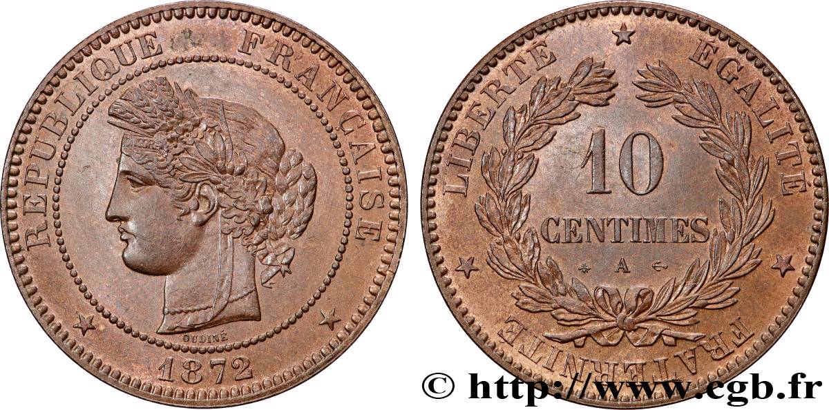 10 centimes Cérès 1872 Paris F.135/8 MS 